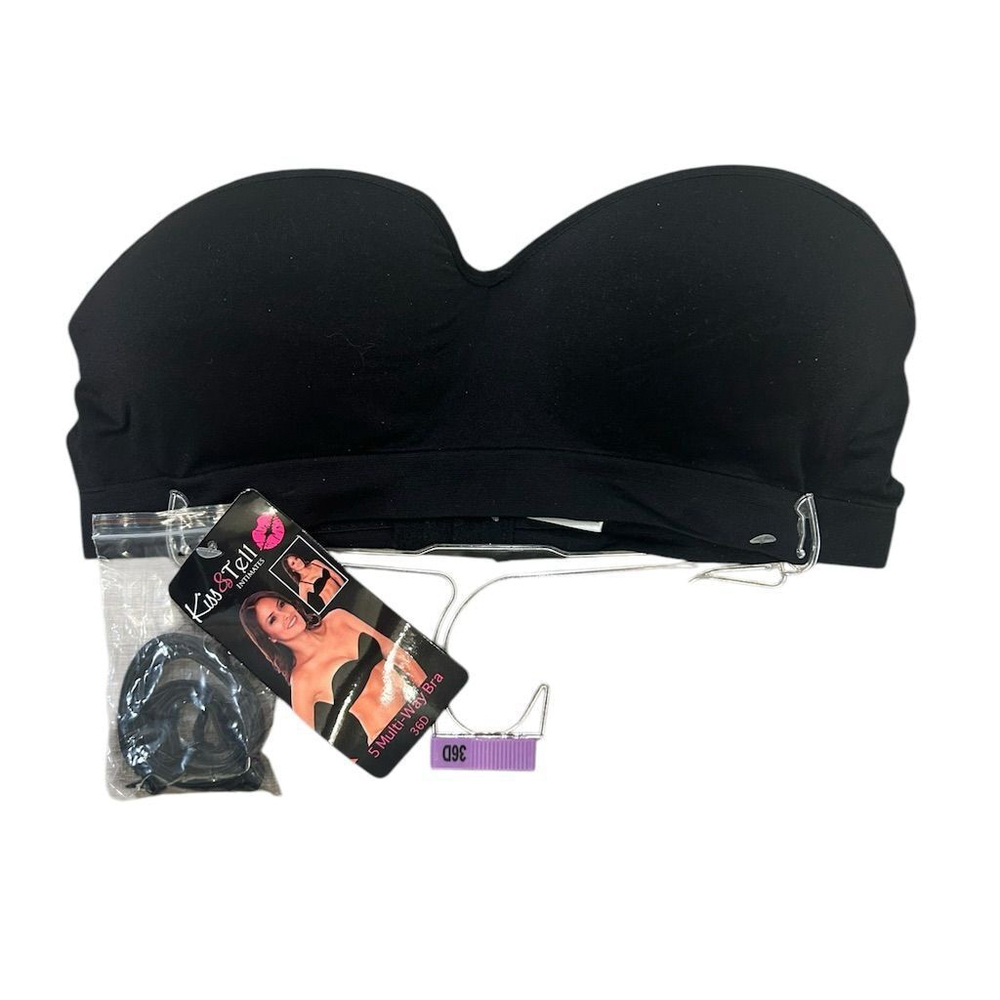 Kiss & Tell Strapless Bra Women's 36D Black Multi Way NWT
